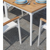 Set Tavolo Fuerteventura + 6 Sedie Contract bianco con corda sintetica grigia Moia