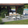 Set Tavolo Fuerteventura + 6 Sedie Contract bianco con corda sintetica color paglia Moia