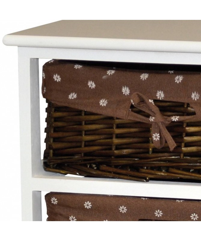 Cassettiera Cleo in legno e vimini con 5 cassetti