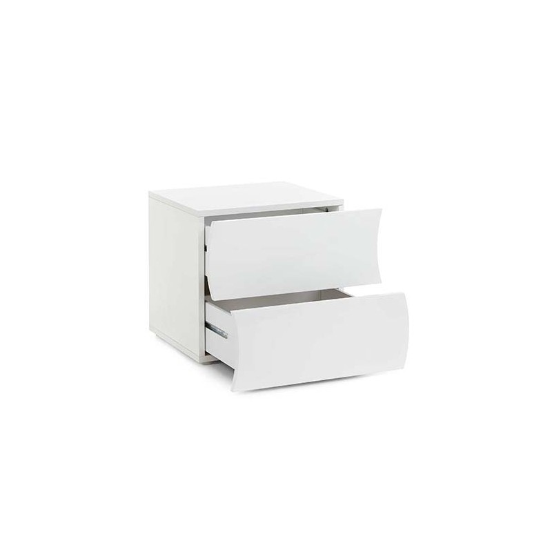 Comodino ONDA Made in Italy - bianco laccato lucido