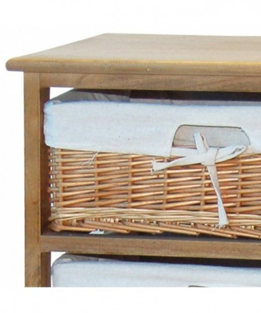 Zoom Cassettiera Elena in legno e vimini con 5 cassetti