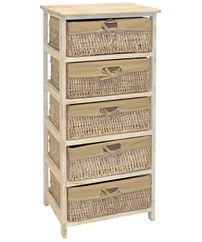Cassettiera Angela in legno verniciato con 5 cassetti