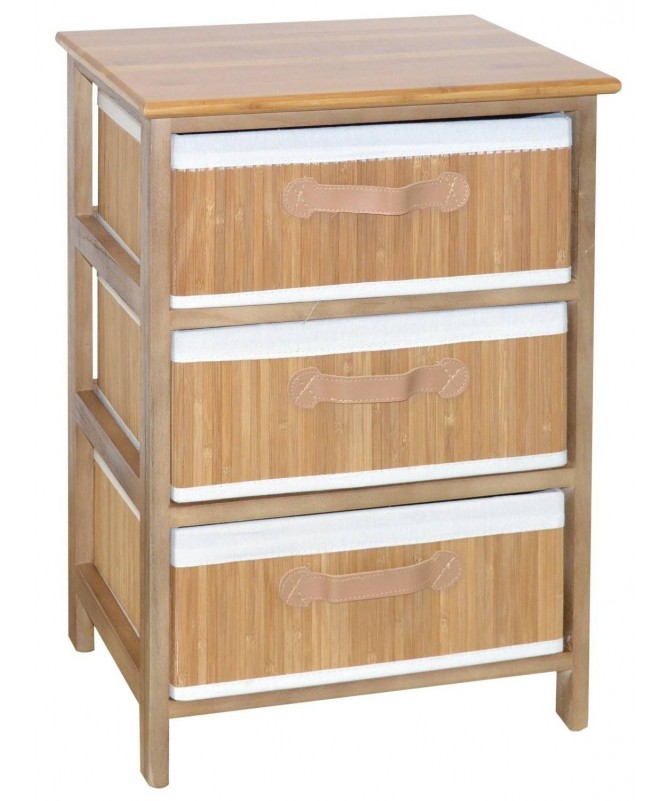 Cassettiera Nora in bamboo con 3 cassetti