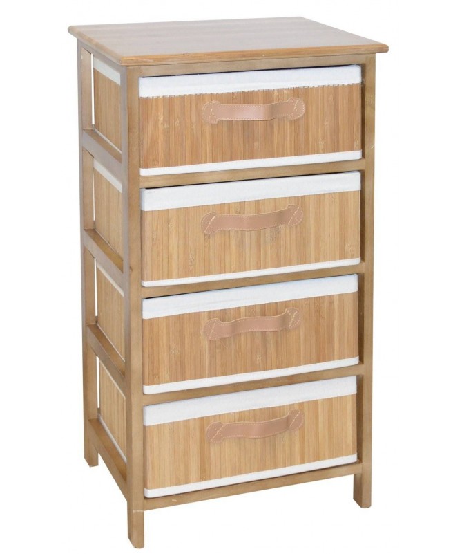 Cassettiera Nora in bamboo con 4 cassetti