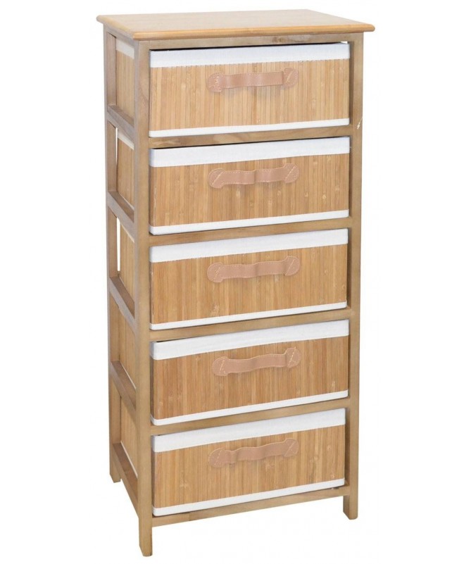 Cassettiera Nora in bamboo con 5 cassetti