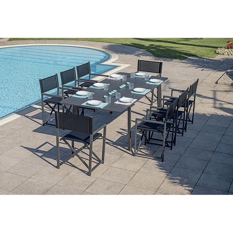 Set Tavolo + 4 Sedie Regista Alluminio Antracite Moia