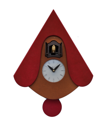 Orologio con cucù New W con cassa in mdf e tetto Made in Italy