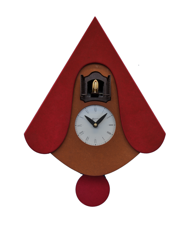 Orologio con cucù New W con cassa in mdf e tetto Made in Italy