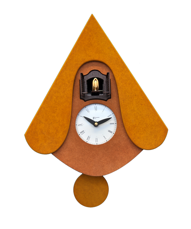 Orologio con cucù New W con cassa in mdf e tetto Made in Italy