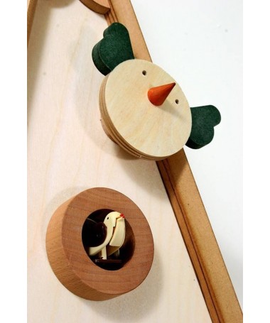 Zoom Orologio con cucù Uccellini in faggio e betulla Made in Italy