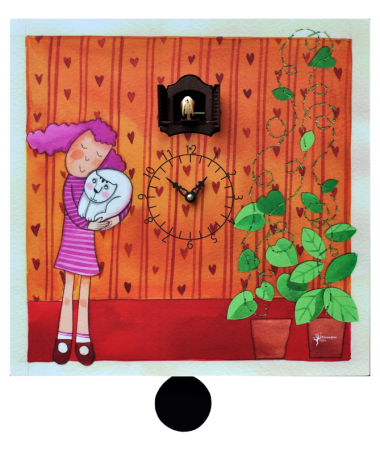 Orologio con cucù Coccole stampa su mdf Made in Italy
