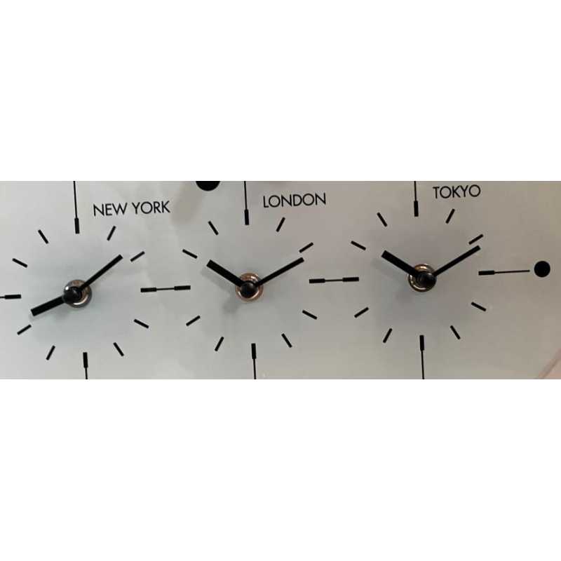 Orologio da parete Big City con fusi orari in vetro diametro 43cm