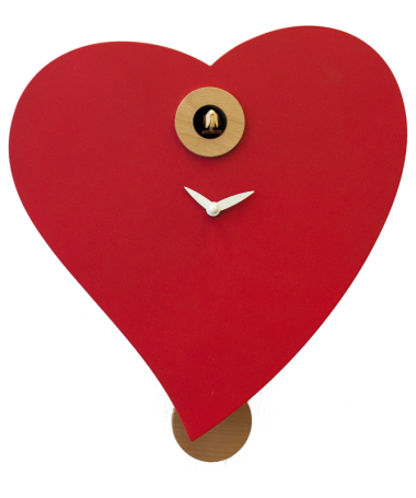 Orologio con cucù Cuore Made in Italy - rosso