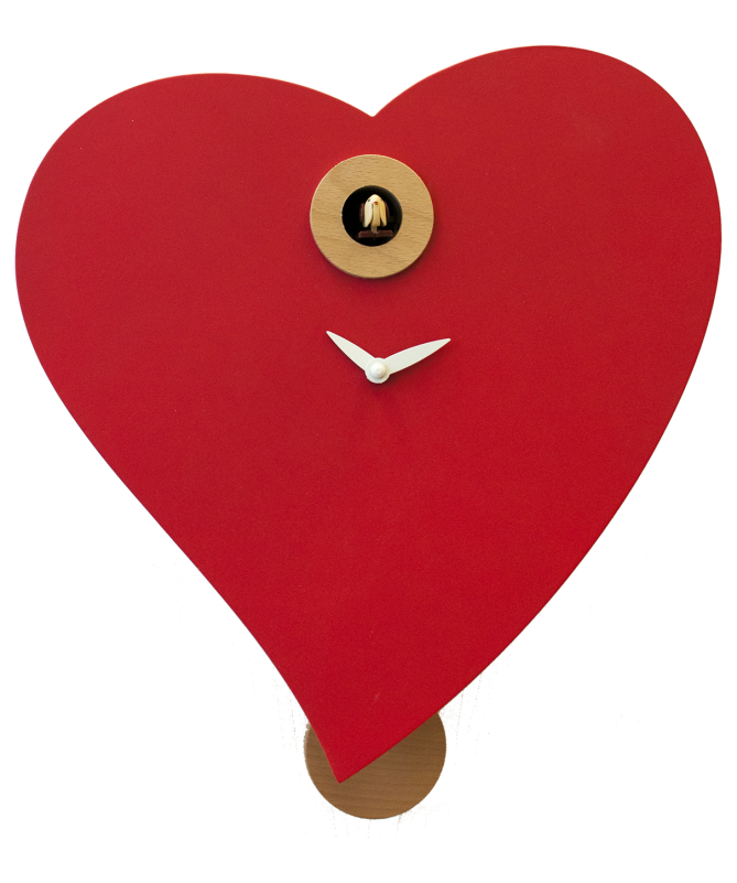 Orologio con cucù Cuore Made in Italy - rosso