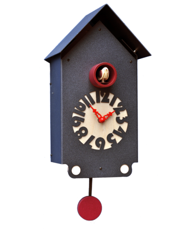 Orologio con cucù Casetta cassa metallo e quadrante betulla Made in Italy