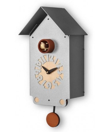 Zoom Orologio con cucù Casetta cassa metallo e quadrante betulla Made in Italy