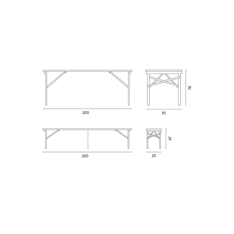Set birreria Moia B3 tavolo 200x70 cm 2 panche abete robusto