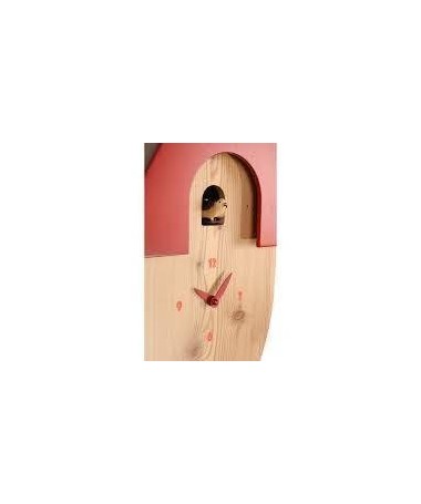 Zoom Orologio con cucù Natural in larice massello e tetto laccato rosso Made in Italy