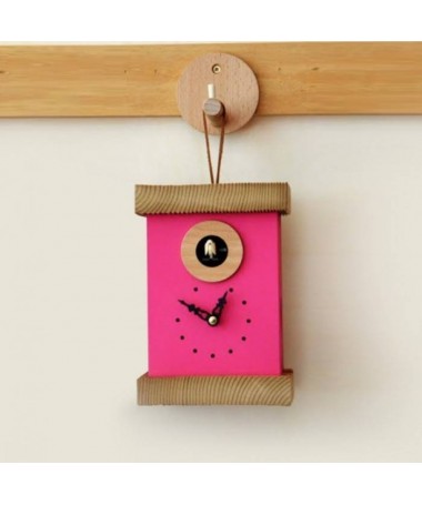 Zoom Orologio con cucù Titti in mdf laccato e abete spazzolato Made in Italy