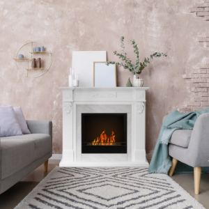 Zoom Camino a bioetanolo biocamino da terra TRUMAN Bianco effetto marmo L121 x P38 x H108