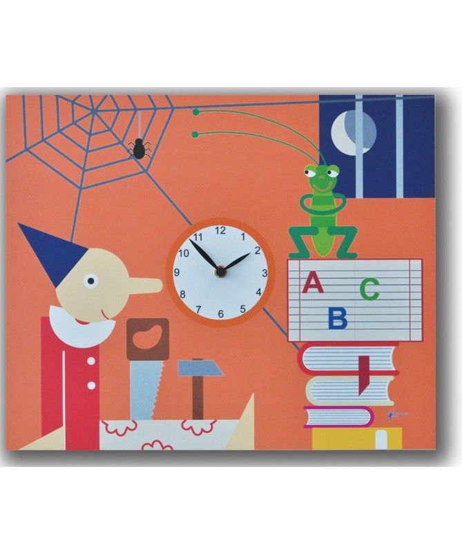 Orologio da parete Pinocchio con stampa in mdf Made in Italy