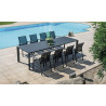 Set Tavolo Tondo + 4 Sedie Samo Alluminio Antracite Text Nero Moia