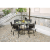 Set Tavolo Tondo + 4 Sedie Samo Alluminio Antracite Text Nero Moia