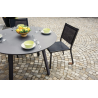 Set Tavolo Tondo + 4 Sedie Regista Paros Alluminio Antracite/Text Nero Moia