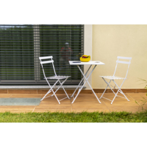 Zoom Tavolo metallo rimini bianco quadro con2 sedie pieghevoli