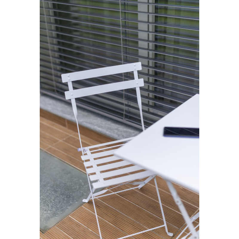 Tavolo metallo rimini bianco quadro con2 sedie pieghevoli