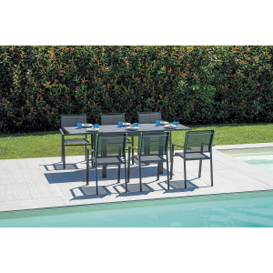 Set Tavolo da + 6 Sedie Zara Alluminio Antracite Text Nero Moia