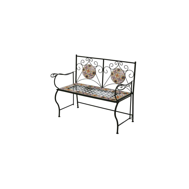 Panchina mosaico metallo trapani nero cm123x53h91