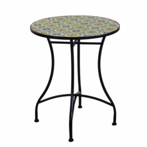 Tavolo mosaico metallo Oristano con 2 sedie tondo cm ø60h71
