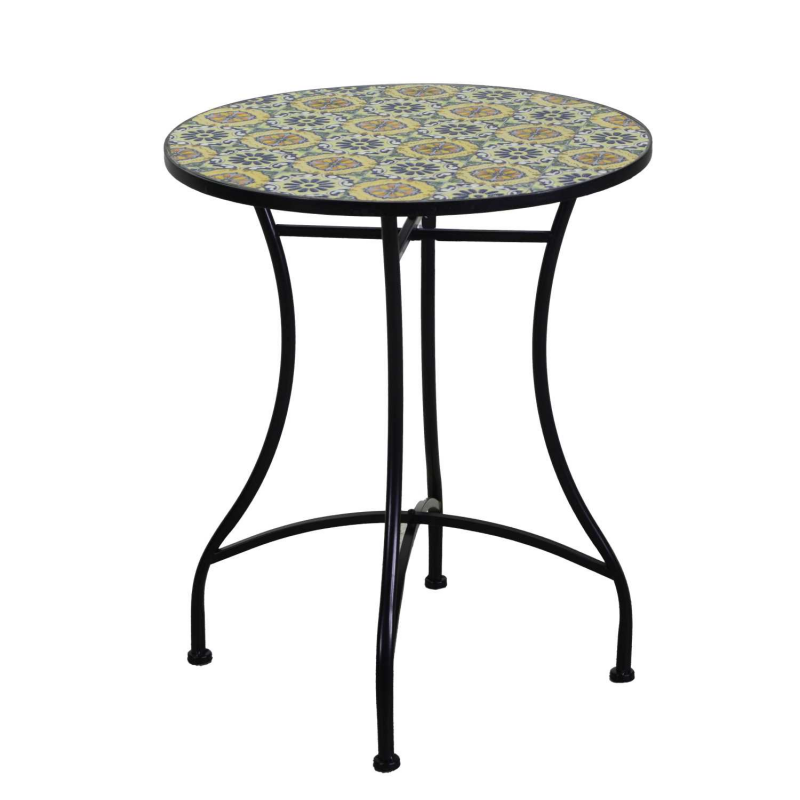 Tavolo mosaico metallo Oristano con 2 sedie tondo cm ø60h71