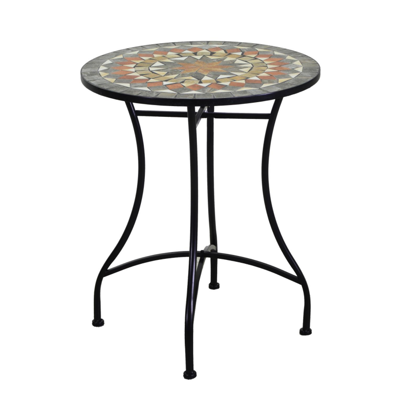 Tavolo mosaico metallo Modica con 2 sedie tondo cm ø60h71