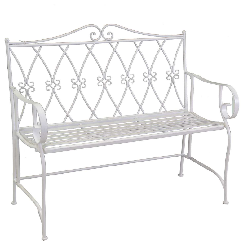 Panchina metallo Ragusa avorio cm106x55,5h94