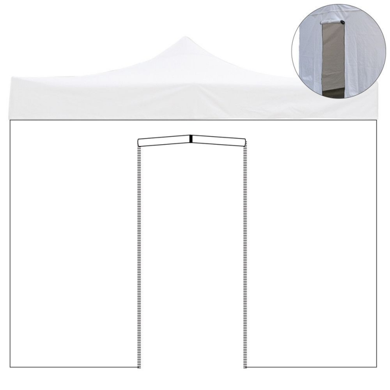 Telo laterale 2x2m bianco impermeabile con porta avvolgibile per gazebo richiudibile