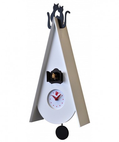 Zoom Orologio a cucù da parete Gattini con pendolo e uccellino