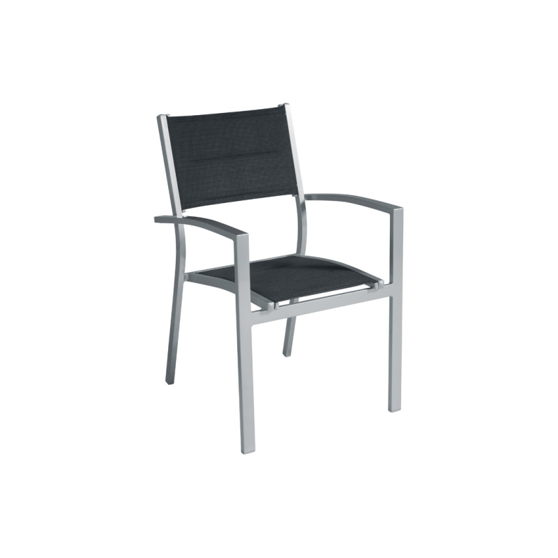 Set Tavolo Maiorca + 6 Sedie Amalfi MOIA in alluminio e textilene nero
