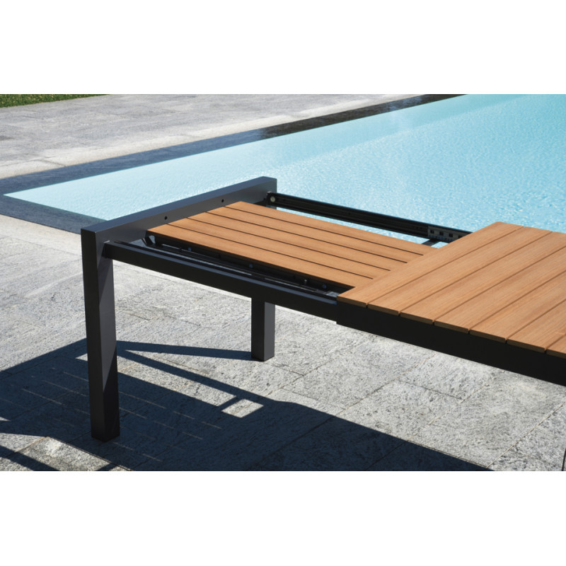 Set Tavolo Maiorca + 6 Sedie Amalfi MOIA in alluminio e textilene nero