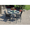 Set Tavolo San Donato + 8 Sedie Pola Alluminio Antracite Text Nero Moia