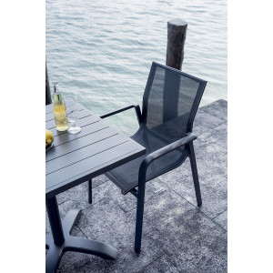 Zoom Set Tavolo San Donato + 8 Sedie Samo Alluminio Antracite Text Nero Moia