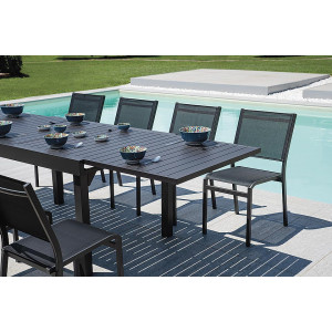 Set Tavolo Porto + 10 Sedie Pola Alluminio Antracite Text Nero Moia