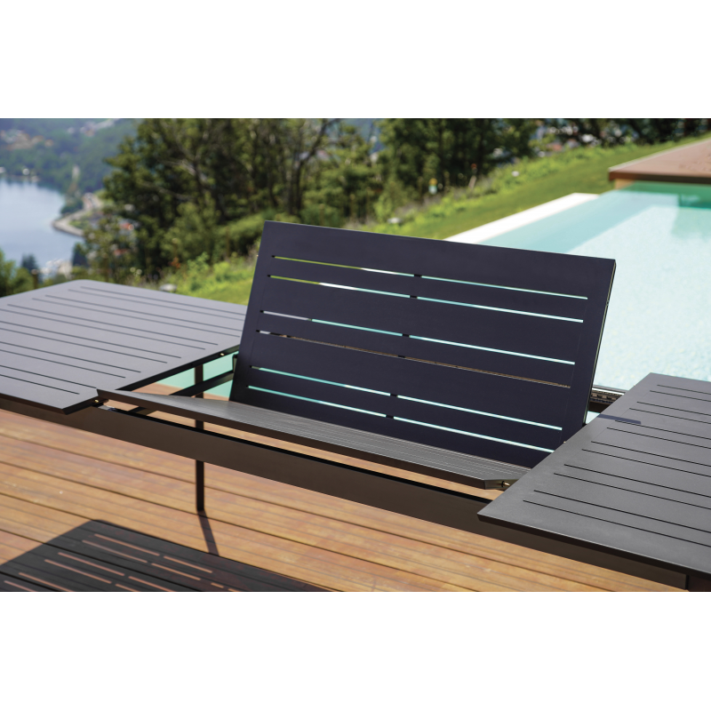 Set Tavolo Porto + 10 Sedie Zara Alluminio Antracite Text Nero Moia