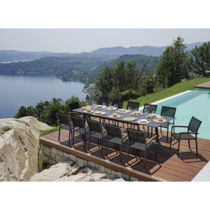 Set Tavolo Porto + 10 Sedie Regista Paros Alluminio Antracite/Text Nero Moia