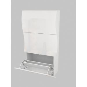 Zoom Scarpiera Onda 3 Ante a Ribalta 71x121x26,6 cm – Bianco Lucido
