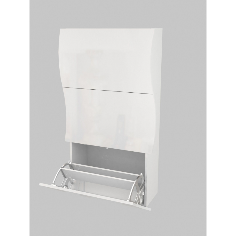 Scarpiera Onda 3 Ante a Ribalta 71x121x26,6 cm – Bianco Lucido