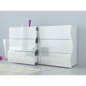 Zoom Cassettiera Onda Kommode 6 Cassetti – 155x81,8x40 – Bianco Lucido