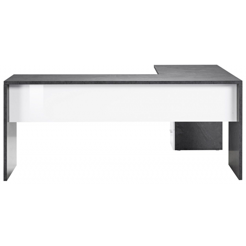 Scrivania ad angolo New Selina – 180x75x60 – Bianco Lucido e Report