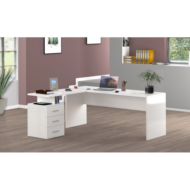 Scrivania ad angolo New Selina – 180x75x60 – Bianco Lucido